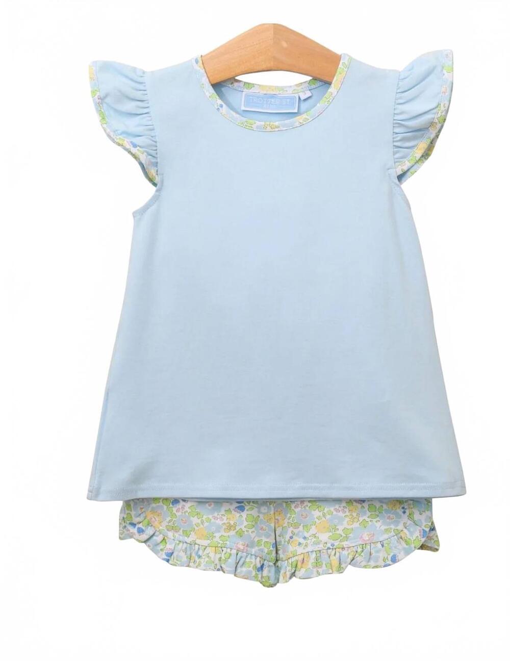 NEW TROTTER STREET KIDS girl's blooming floral short set in blue